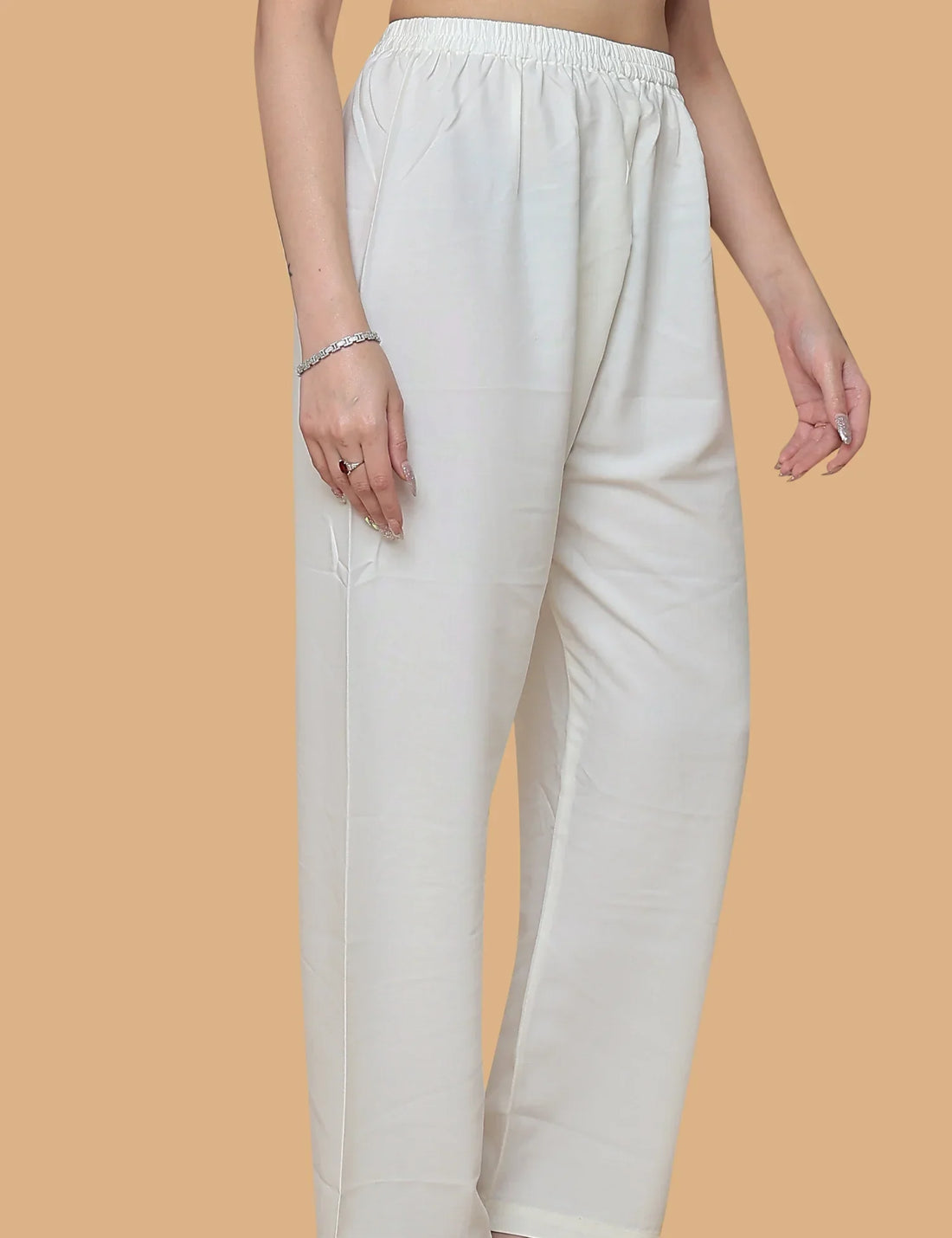 Women’s Cream Plain Cotton Palazzo