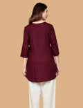RED PRINTED SHORT KURTI