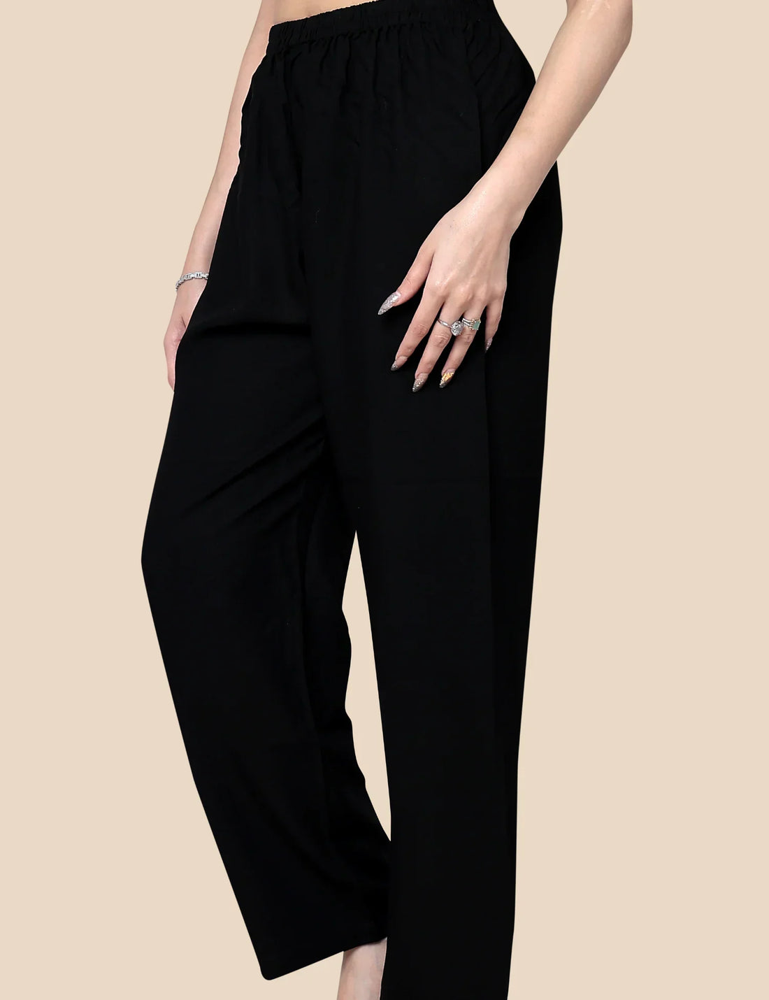 Women’s Black Plain Cotton Palazzo