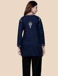 ELEGENT NAVY BLUE SHORT EMBROIDERED KURTI