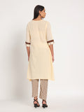 Cream white embroidered cotton two set kurta