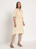 Cream white embroidered cotton two set kurta