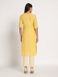 Yellow Hand Embroidered Long Kurti