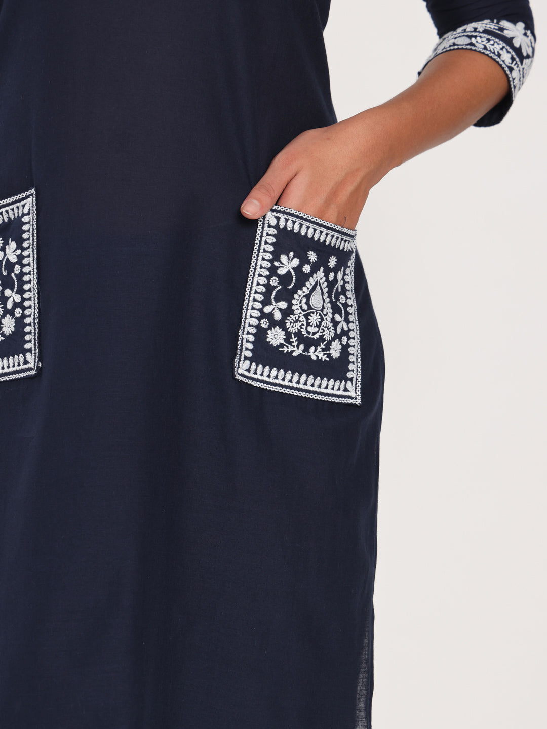 Classic Navy Cotton Kurti Set