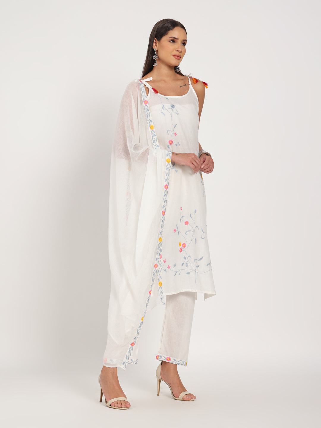 Moonlit Floral Cotton Kurti Set