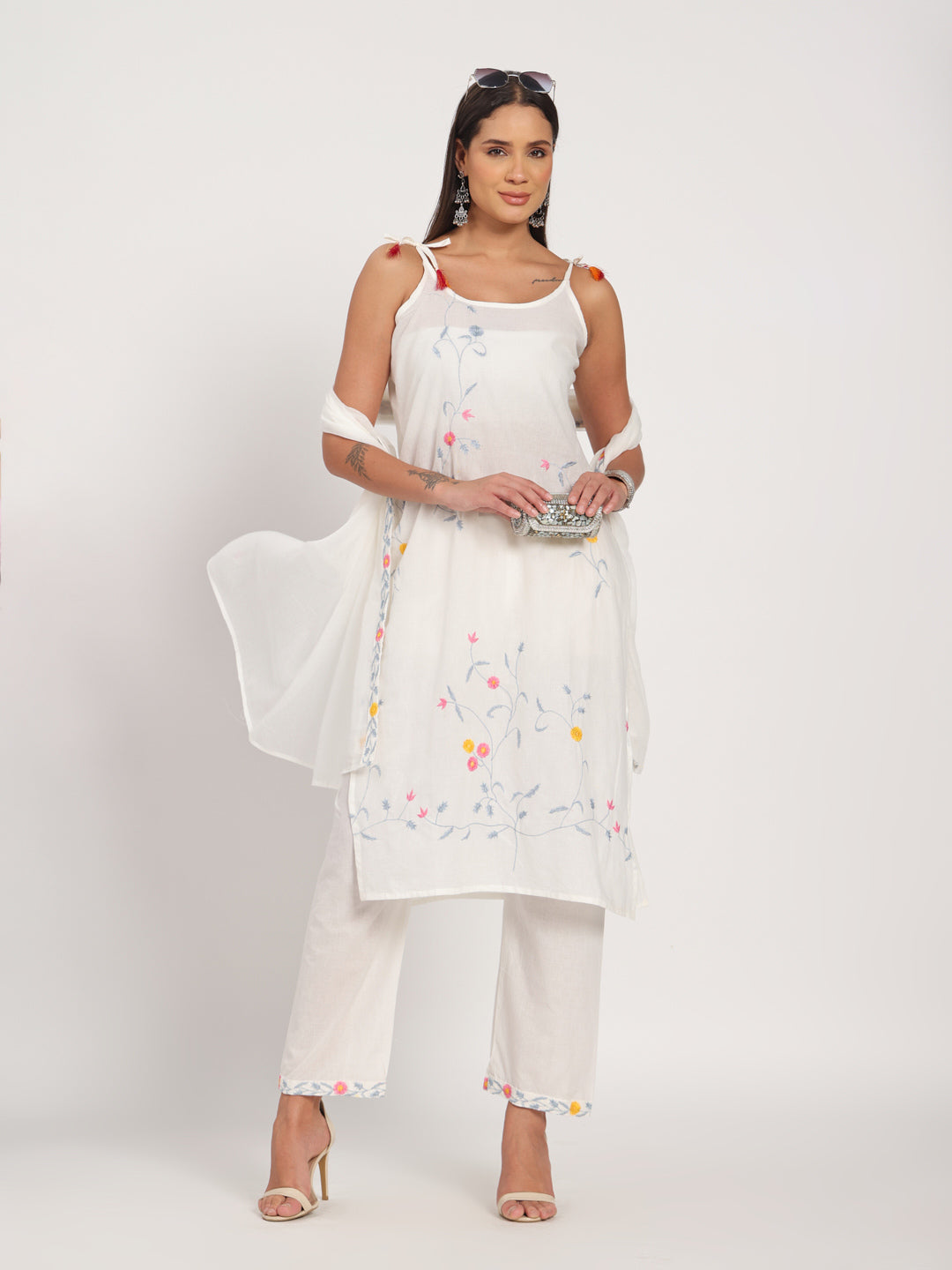 Moonlit Floral Cotton Kurti Set