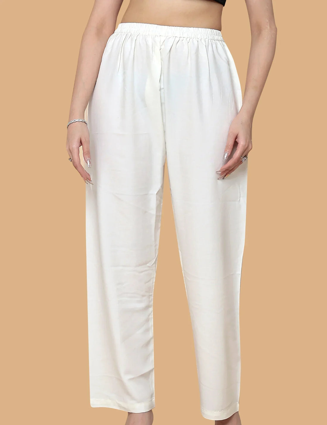 Women’s Cream Plain Cotton Palazzo