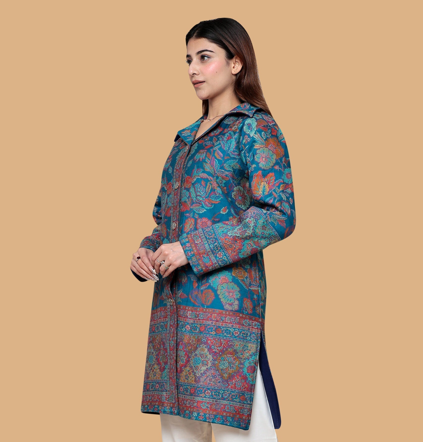 Ladies Indigo Blue Fur Coat