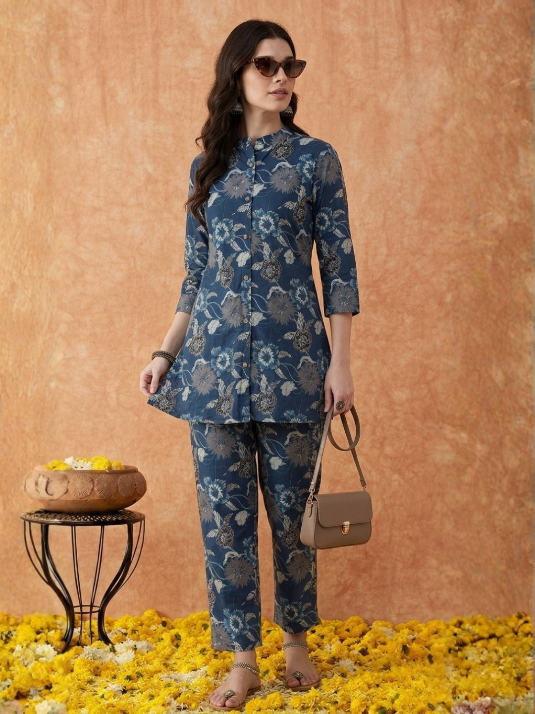 Blue Floral Pure Cotton Co Ord Set