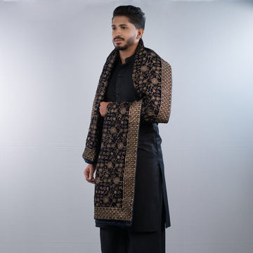 Unisex Midnight Blossom Velvet Shawl