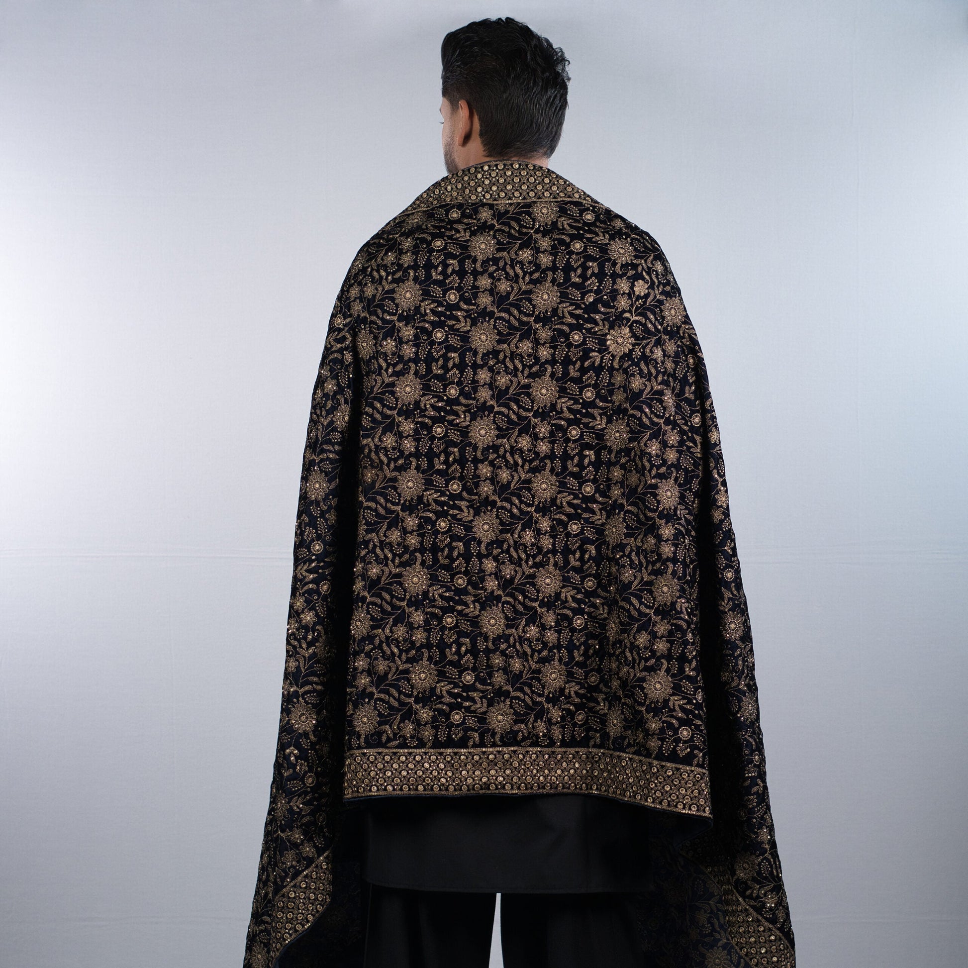 Unisex Midnight Blossom Velvet Shawl