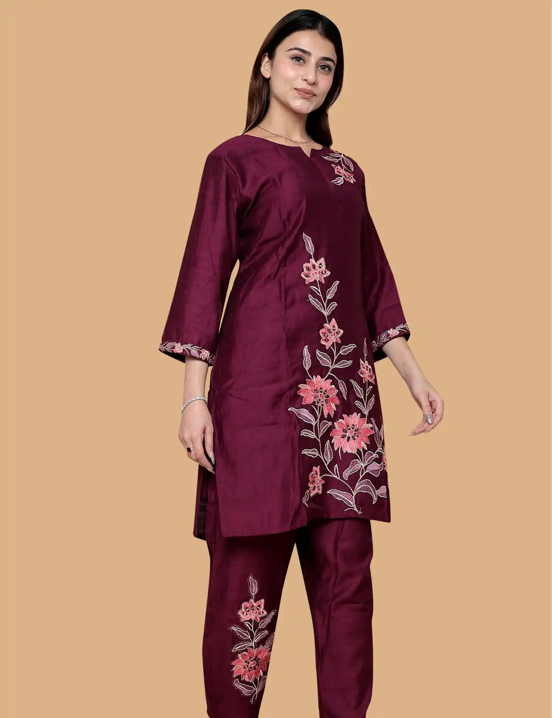 PURPLE COTTON CO-ORD SET WITH CHUNNI