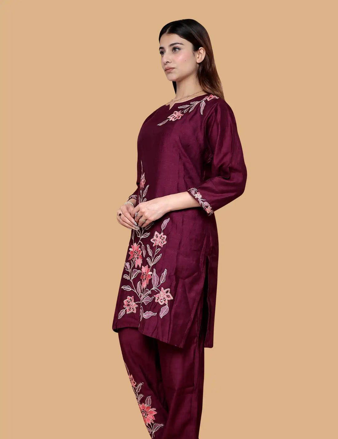 PURPLE COTTON CO-ORD SET WITH CHUNNI