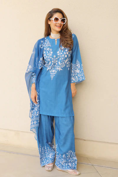 Neha x HOK in Cotton Kashmiri Aari Short Kurta - Pink